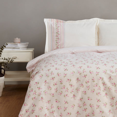 Karaca Glen, Ensemble de Housse de Couette 100% Coton, Simple, Rose