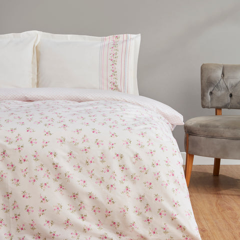 Karaca Glen, Ensemble de Housse de Couette 100% Coton, Simple, Rose