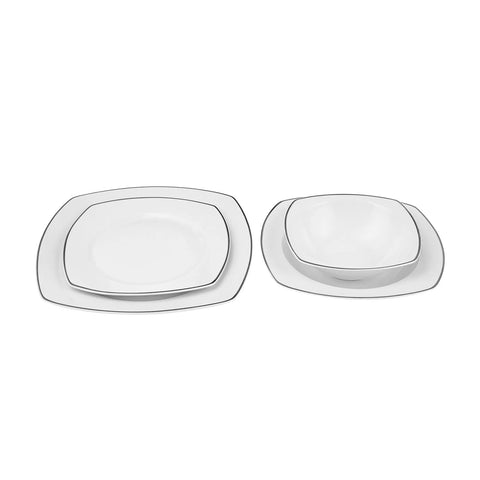 Service de table en porcelaine Karaca Adelia pour 6 personnes, 24 pièces, platine