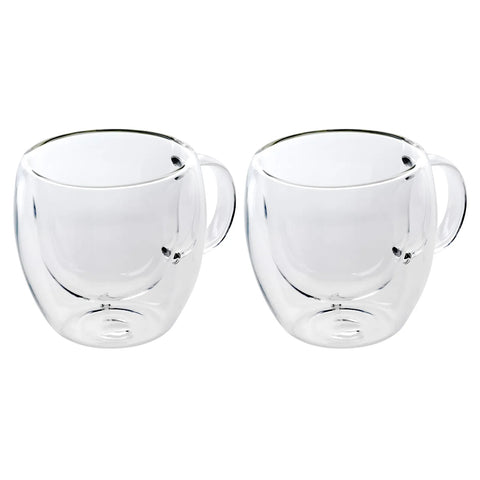 Tasses à expresso Karaca à double paroi en verre borosilicate avec anse pour 2 personnes, 80 ml
