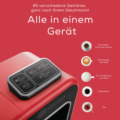 Machine à café et à thé Karaca Hatır Plus Mod 5 en 1, 1 385 W, rouge