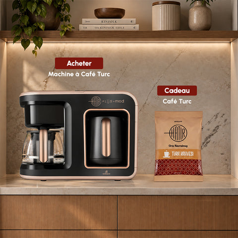 Machine à Brasser Karaca Hatır Plus 5 en 1 pour Café Turc Torréfié, Café Turc au Lait, Préparation de Boissons Lactées, Café Filtré et Thé Rosie Brown - Capacité de Préparation de 10 Tasses