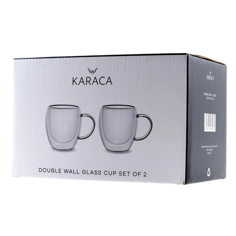 Tasses Karaca à double paroi en verre borosilicate pour 2 personnes, 300 ml