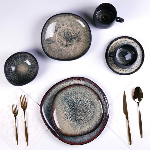 Assiettes à dessert Karaca Black Galactic Reactive, 4 pièces
