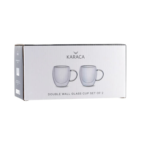 Tasses Karaca à double paroi en verre borosilicate avec anse pour 2 personnes, 150 ml