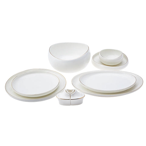 Karaca Red Carpet Collection Service de table en porcelaine Streamline Hole pour 12 personnes, 59 pièces, doré