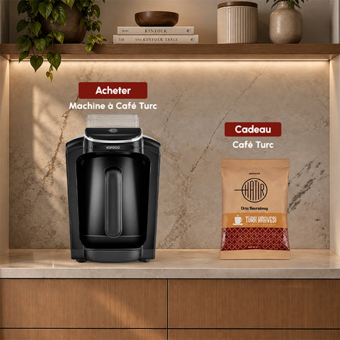 Karaca Hatır Aqua Machine à Café Turque Automatique avec Réservoir d'Eau, Noir