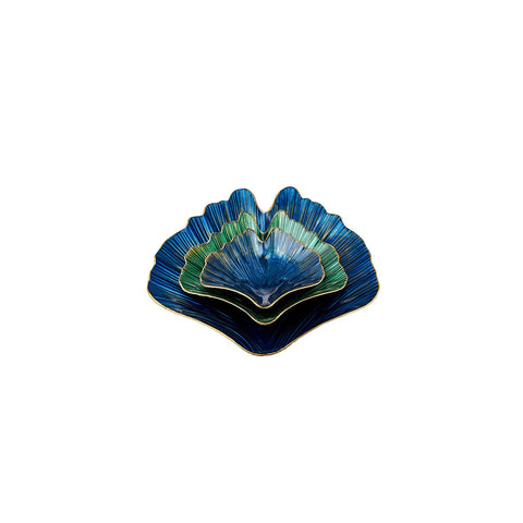 GINGKO DEKORATİF TABAK SETİ 3LÜ,  BLEU01