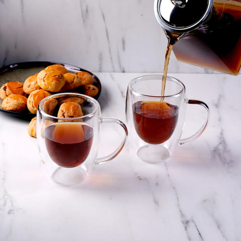 Tasses Karaca à double paroi en verre borosilicate pour 2 personnes, 300 ml