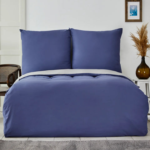 Parure de lit Karaca Home pour lit double, bleu marine et gris clair