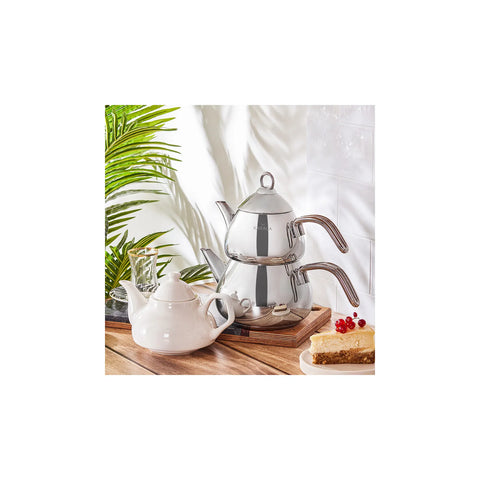 Théière Karaca Théière en porcelaine en cadeau, base à induction, Midi 