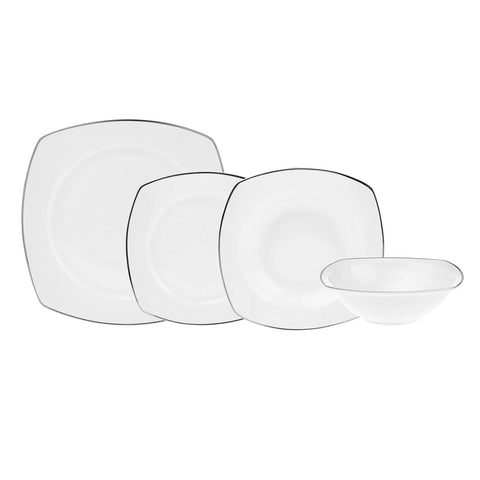 Service de table en porcelaine Karaca Adelia pour 6 personnes, 24 pièces, platine