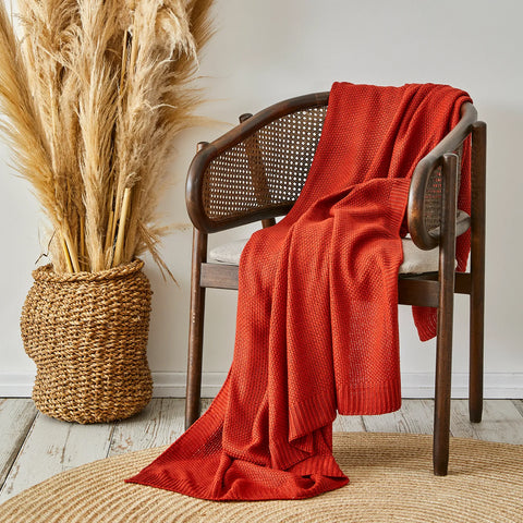 Couverture en maille Karaca Home certifiée Öko-Tex, terracotta