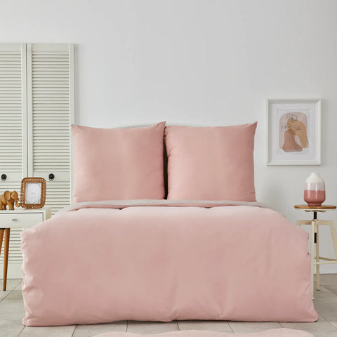 Parure de lit Karaca Home avec housse de couette pour lit double, rose poudré et beige