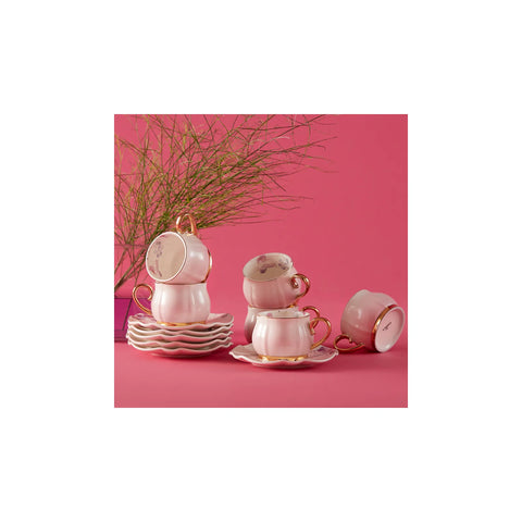 Coffret de tasses à café Karaca Pink Garden pour 6 personnes