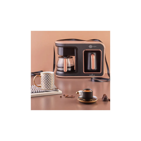 Machine à café Karaca Hatır Plus 2 en 1 1 385 W, rose et marron