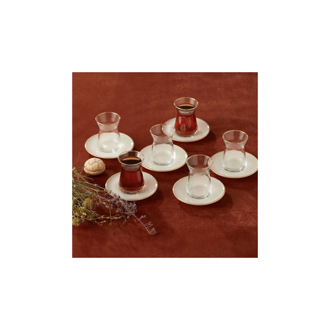 Coffret de tasses à thé Karaca Retro pour 6 personnes, 132 ml, beige