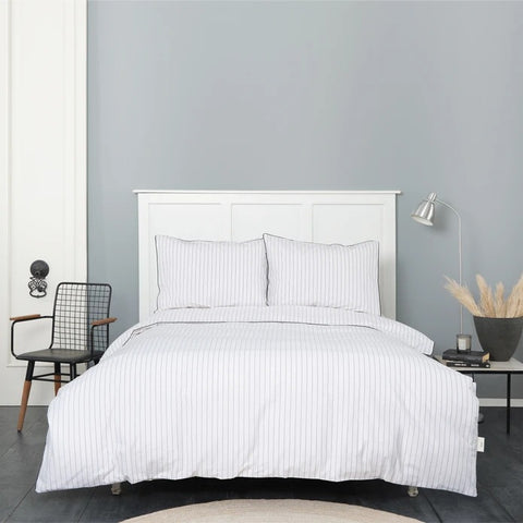 Parure de Lit Double Karaca Home Misha 100 % Coton Tissé Teint, Blanc