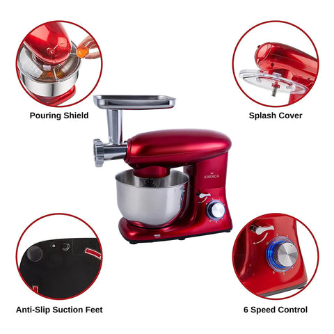 Robot multifonctions avec hachoir à viande Karaca Multichef 1 400 W, rouge doré