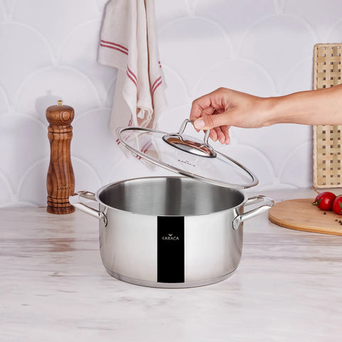 Batterie de cuisine Karaca Bianca 304 en acier inoxydable, 24 cm