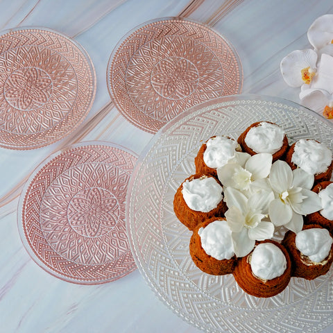 Service à dessert Karaca Lace, 7 pièces, rose et blanc