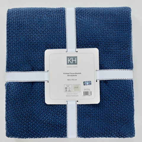Couverture en maille Karaca Home certifiée Öko-Tex, bleu foncé