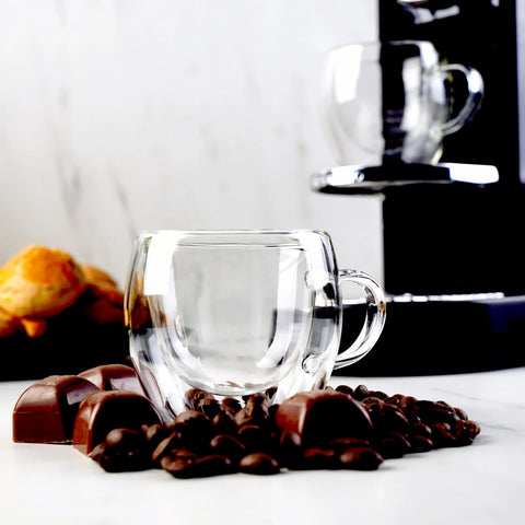 Tasses Karaca à double paroi en verre borosilicate avec anse pour 2 personnes, 150 ml