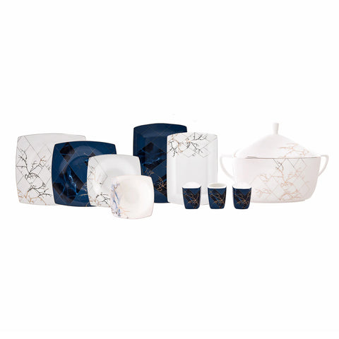 Service de table en nacre Karaca Fine Pearl Midnight pour 12 personnes, 62 pièces carrées/rectangulaires