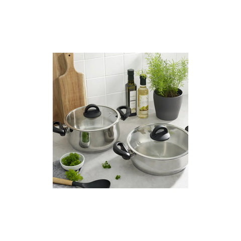 KARACA FLORYA ÇELİK TENCERE SET 8, SİYAH