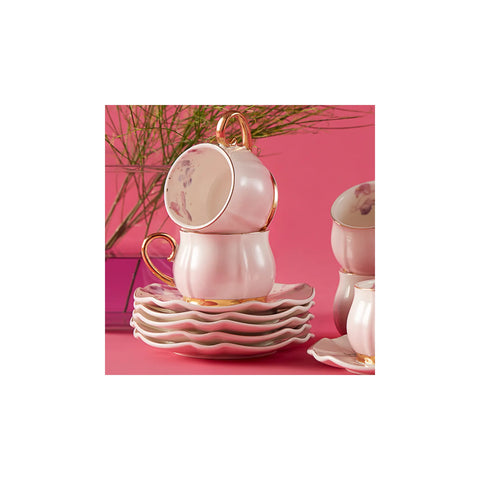 Coffret de tasses à café Karaca Pink Garden pour 6 personnes