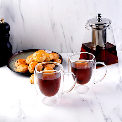 Tasses Karaca à double paroi en verre borosilicate pour 2 personnes, 300 ml