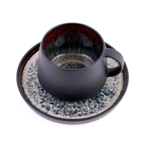 Coffret de tasses à thé Karaca Black Galactic Reactive, 8 pièces