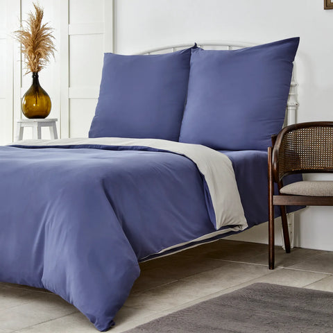 Parure de lit Karaca Home pour lit double, bleu marine et gris clair