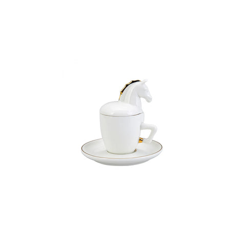 Coffret de tasses à expresso/moka Karaca Horse en porcelaine pour 2 personnes, 4 pièces