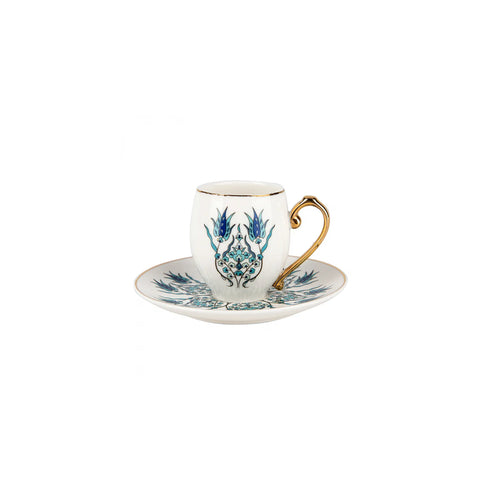 Coffret de tasses à expresso/moka Karaca İznik en porcelaine pour 2 personnes, 4 pièces, 80 ml