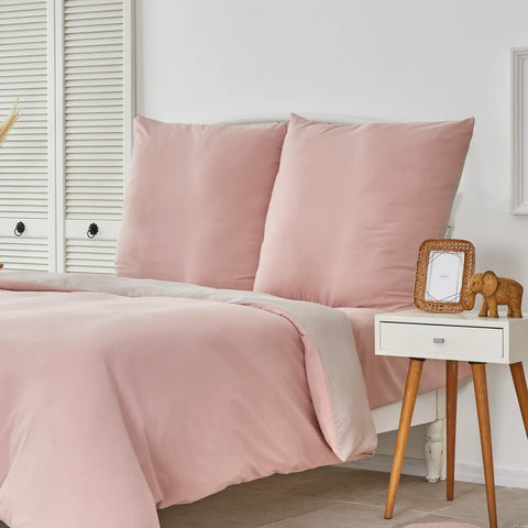 Parure de lit Karaca Home avec housse de couette pour lit double, rose poudré et beige