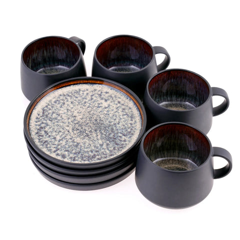 Coffret de tasses à thé Karaca Black Galactic Reactive, 8 pièces