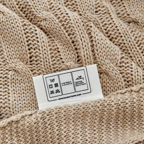 Plaid Karaca Home à torsades certifié Öko-Tex, beige foncé