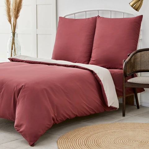 Parure de lit Karaca Home avec housse de couette pour lit double, rouge bordeaux et beige
