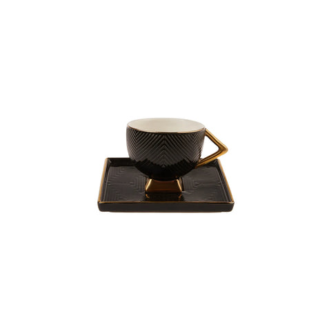 Coffret de tasses à café Karaca Art Deco pour 2 personnes, noir, 90 ml