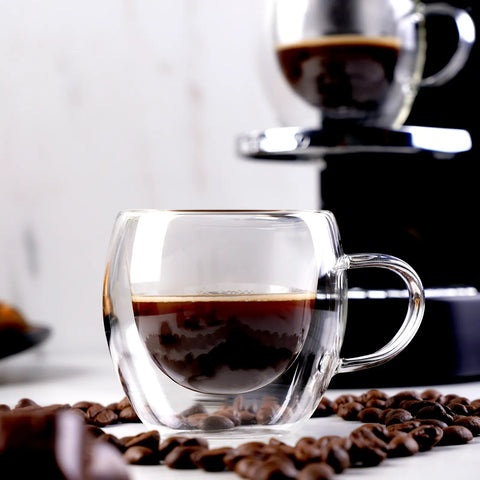 Tasses Karaca à double paroi en verre borosilicate avec anse pour 2 personnes, 150 ml