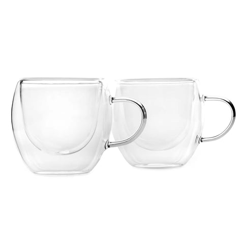 Tasses à expresso Karaca à double paroi en verre borosilicate avec anse pour 2 personnes, 80 ml