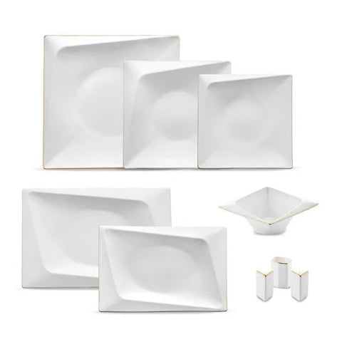 Service de table carré Jumbo Fold Gold 58 pièces pour 12 personnes