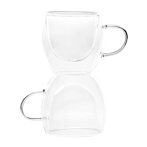 Tasses à expresso Karaca à double paroi en verre borosilicate avec anse pour 2 personnes, 80 ml