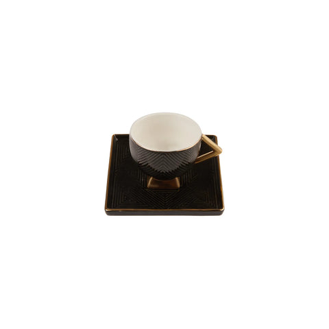 Coffret de tasses à café Karaca Art Deco pour 2 personnes, noir, 90 ml