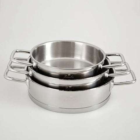 Set de poêles à œufs en acier inoxydable Jumbo Assos – 6 pièces, format midi, à doubles poignées