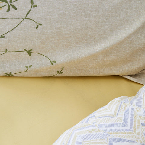 Parure de lit Karaca Home Clarinda lin/caoutchouc avec housse de couette pour lit double, jaune moutarde