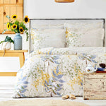 Parure de lit Karaca Home Clarinda lin/caoutchouc avec housse de couette pour lit double, jaune moutarde
