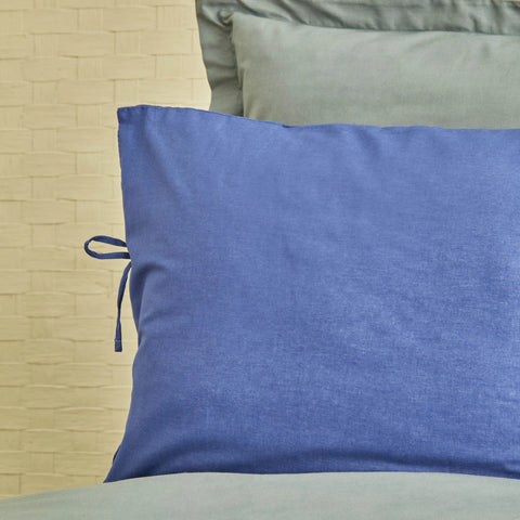 Karaca Home Ensemble de Literie Réversible Basic Gris Indigo Pour lit Double