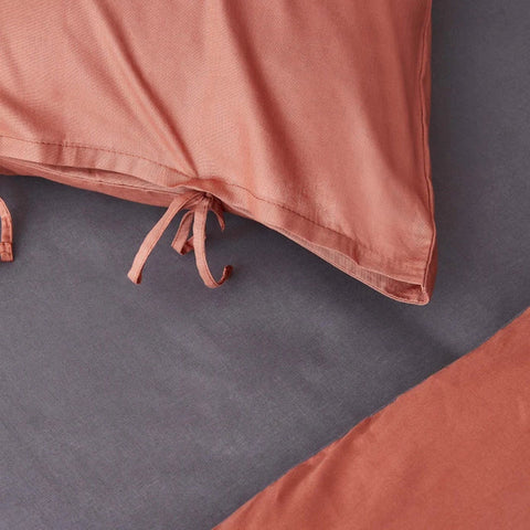 Karaca Home Parure de lit réversible Basic Anthracite &amp; Terracotta pour lit double